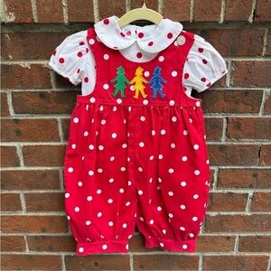 Vintage 90s Y2K Kelly’s Kids Jumpsuit Romper Polka Dots Size 1 12-18 12 months